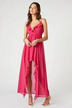 Chiffon Ruffle High-Low Dress