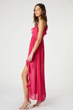 Chiffon Ruffle High-Low Dress