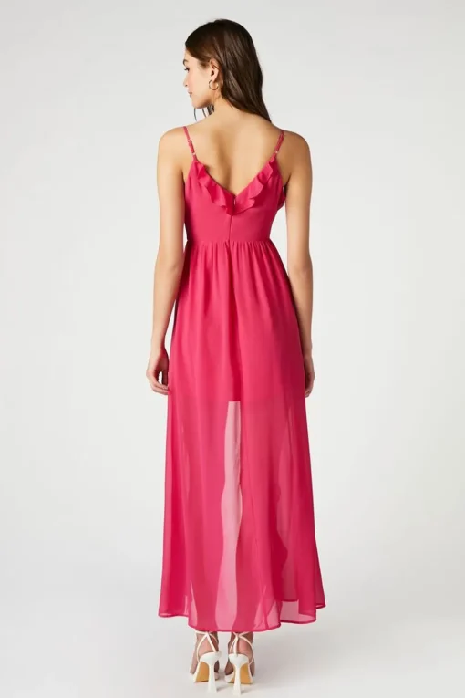 Chiffon Ruffle High-Low Dress