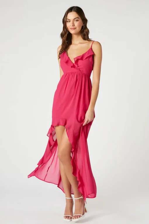Chiffon Ruffle High-Low Dress