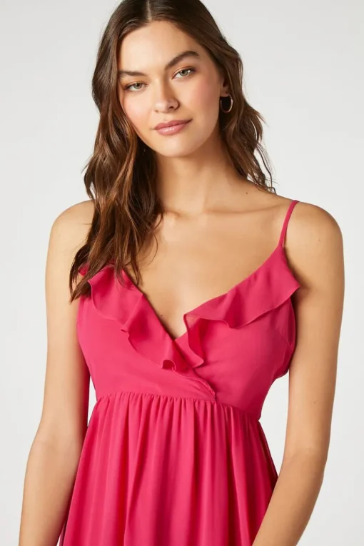 Chiffon Ruffle High-Low Dress