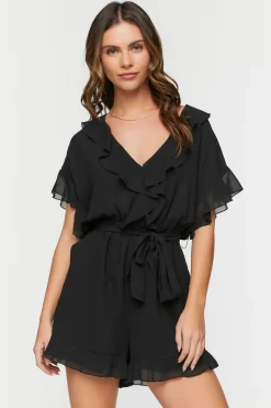 Chiffon Ruffle-Trim Romper