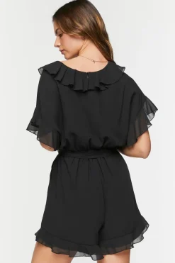 Chiffon Ruffle-Trim Romper