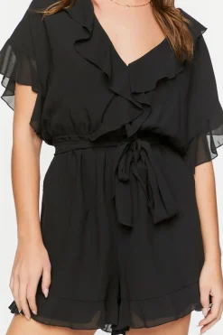 Chiffon Ruffle-Trim Romper