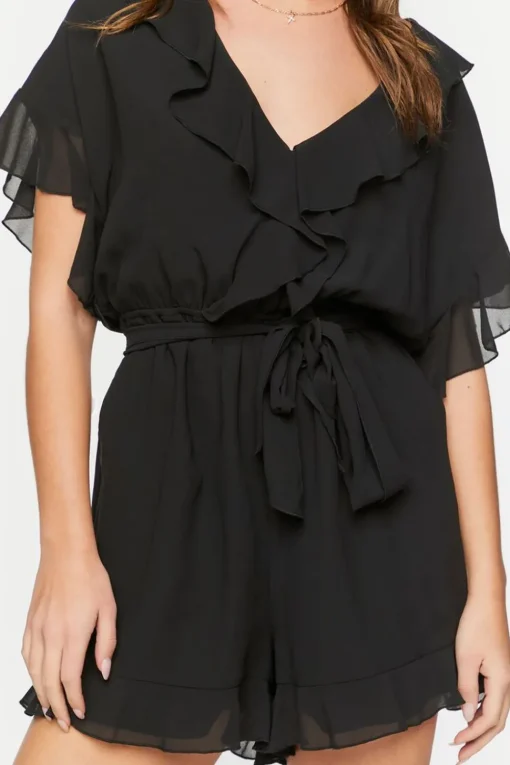 Chiffon Ruffle-Trim Romper