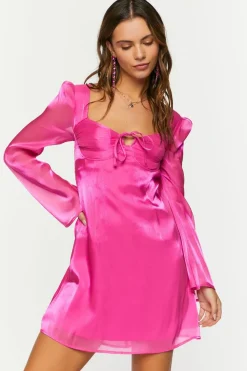 Chiffon Tie-Front Mini Dress