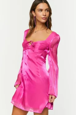 Chiffon Tie-Front Mini Dress