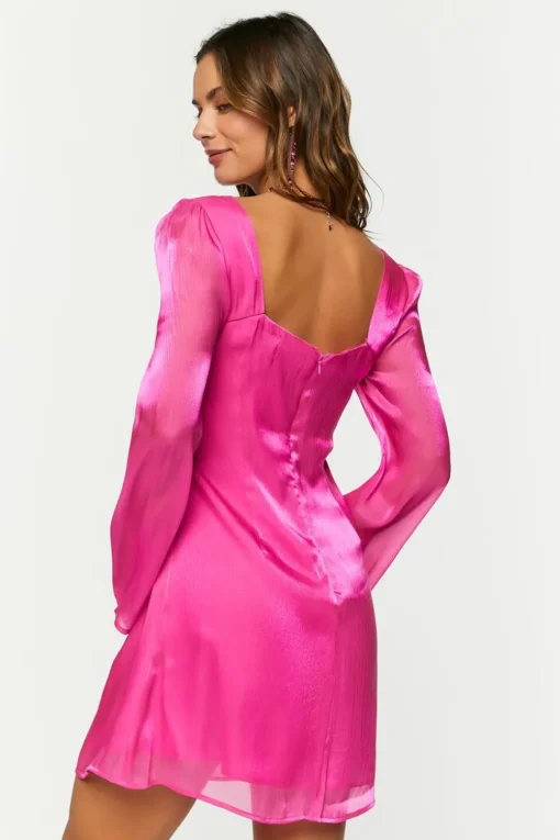 Chiffon Tie-Front Mini Dress