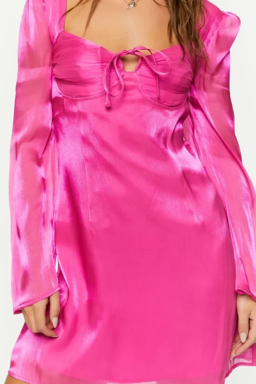 Chiffon Tie-Front Mini Dress