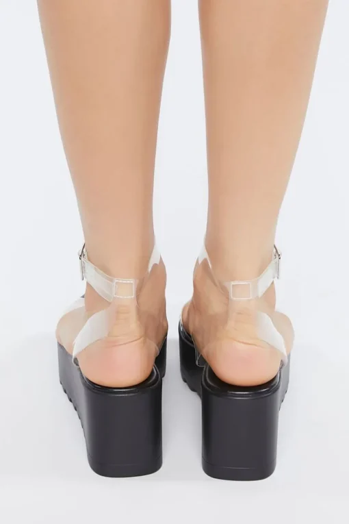 Clear Ankle-Strap Platform Wedges