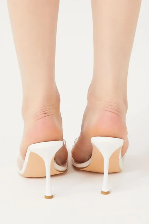 Clear-Vamp Faux Croc Heels