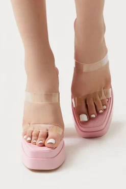 Clear-Vamp Stacked Platform Heels