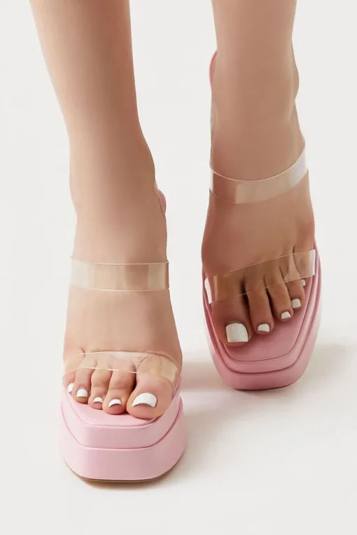 Clear-Vamp Stacked Platform Heels