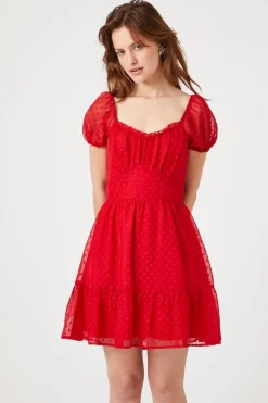 Clip-Dot Fit & Flare Dress