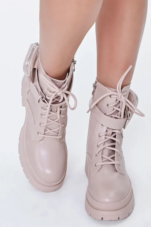 Coin Purse Lace-Up Combat Boots