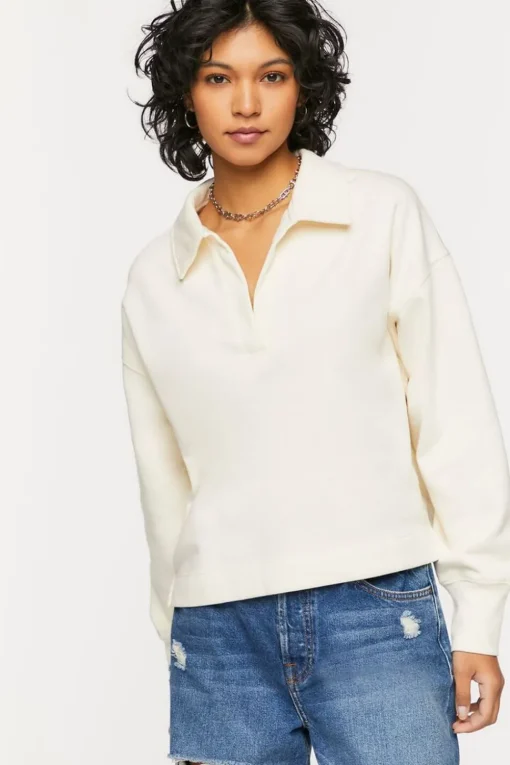 Collared Drop-Sleeve Pullover
