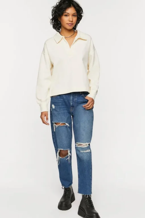 Collared Drop-Sleeve Pullover