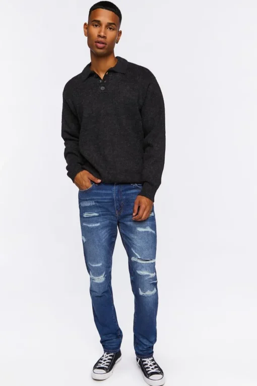 Collared Drop-Sleeve Sweater