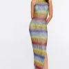 Colorblock Abstract Print Maxi Dress