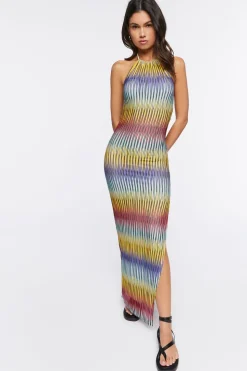 Colorblock Abstract Print Maxi Dress