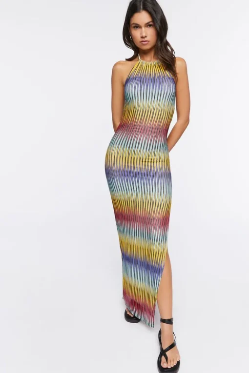 Colorblock Abstract Print Maxi Dress