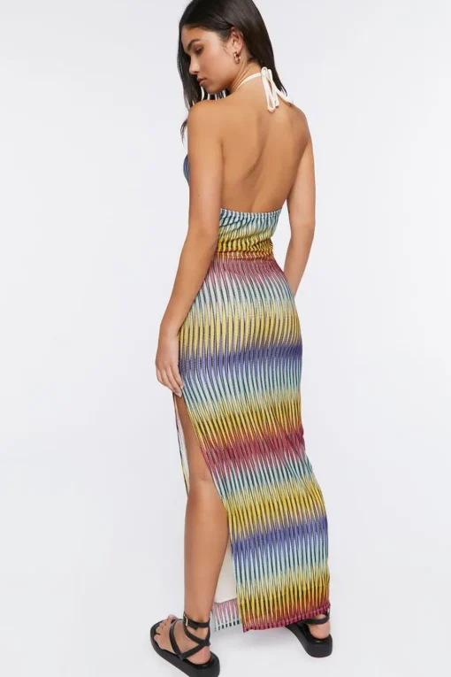 Colorblock Abstract Print Maxi Dress