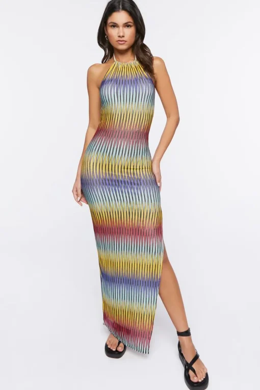 Colorblock Abstract Print Maxi Dress