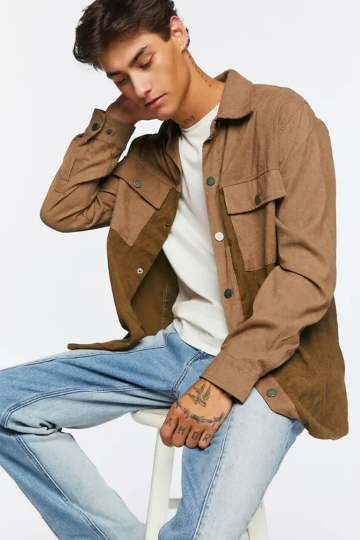 Colorblock Corduroy Shirt