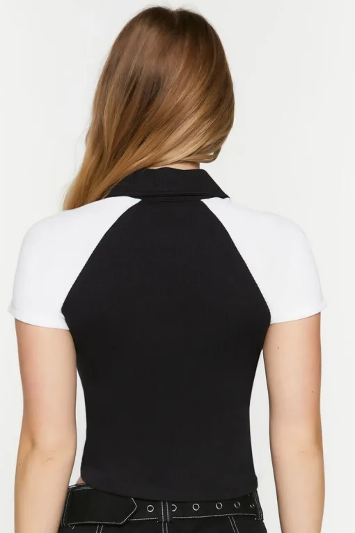 Colorblock Cropped Polo Shirt