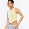 Colorblock Lettuce-Edge Crop Top