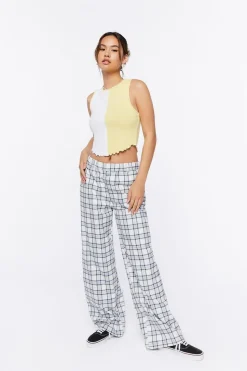 Colorblock Lettuce-Edge Crop Top