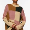 Colorblock Mock Neck Sweater