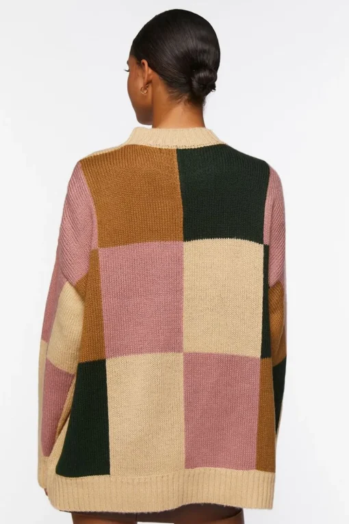 Colorblock Mock Neck Sweater