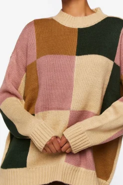 Colorblock Mock Neck Sweater