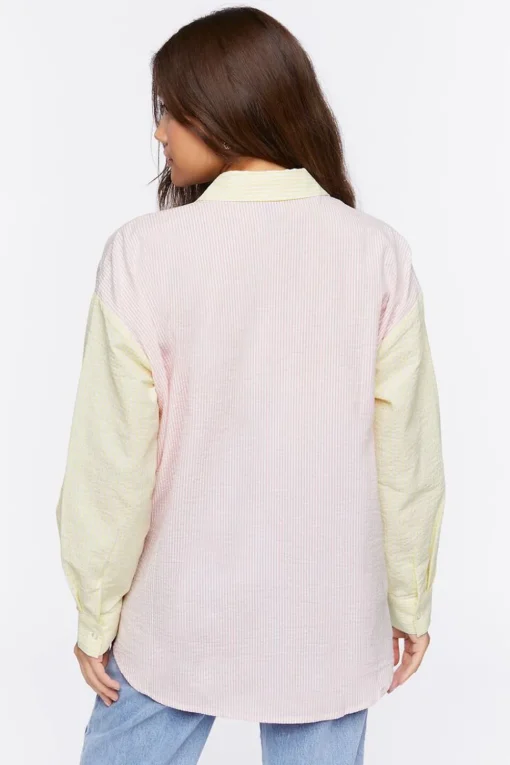 Colorblock Pinstriped Shirt