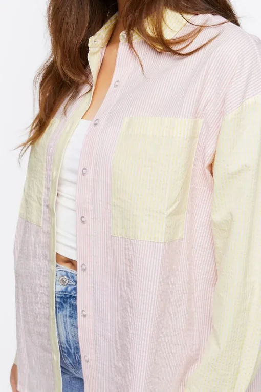 Colorblock Pinstriped Shirt