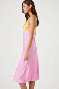 Colorblock Satin Slip Dress