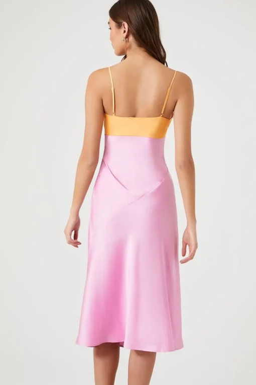 Colorblock Satin Slip Dress