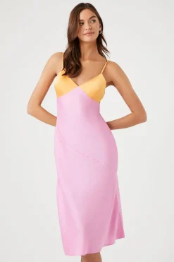 Colorblock Satin Slip Dress