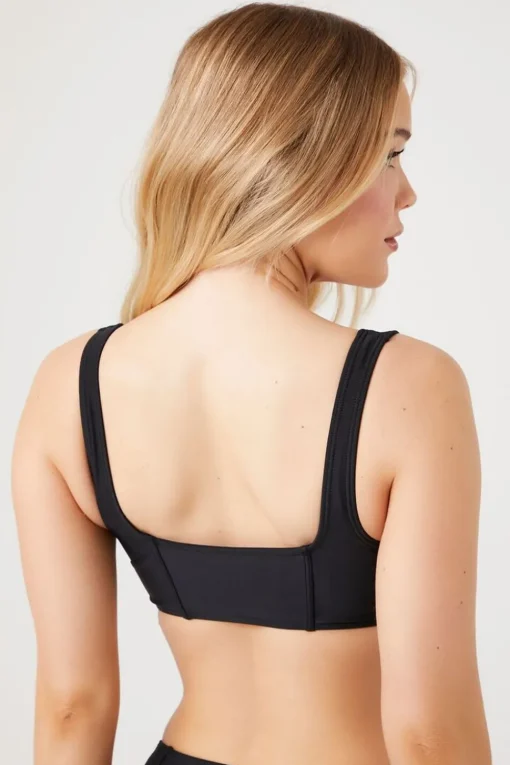 Colorblock Zip-Up Bikini Top