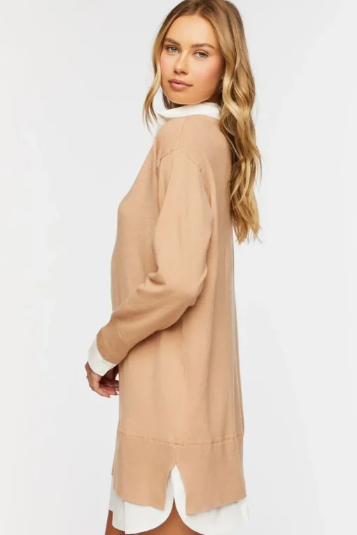 Combo Sweater Shirt Dress
