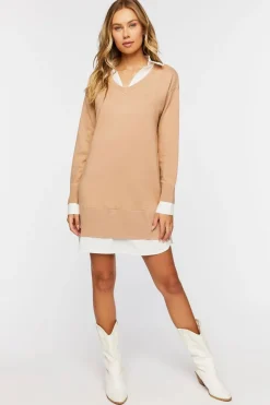 Combo Sweater Shirt Dress