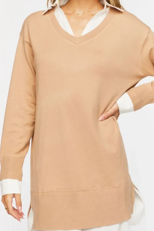 Combo Sweater Shirt Dress