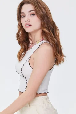 Contrasting Lettuce-Edge Crop Top