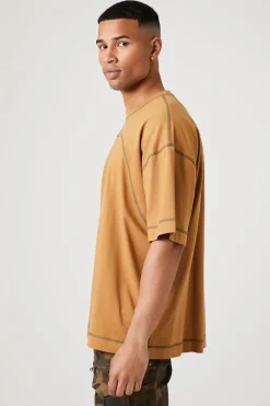 Contrast-Stitch Crew Neck Tee