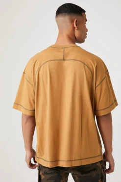 Contrast-Stitch Crew Neck Tee