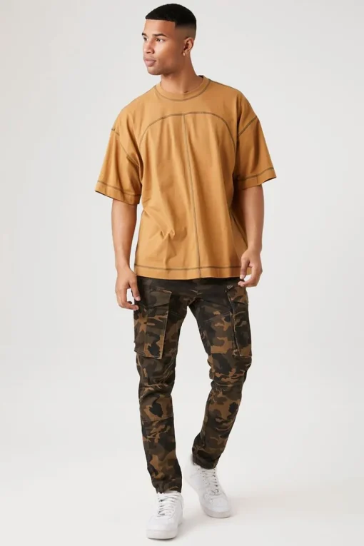 Contrast-Stitch Crew Neck Tee