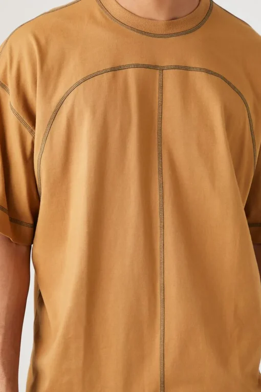 Contrast-Stitch Crew Neck Tee