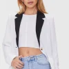 Contrast-Trim Buttoned Blazer