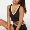 Contrast-Trim Lounge Cropped Tank Top